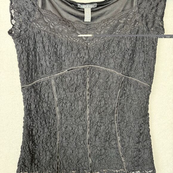 Apt 9 Black Lace Corset Style Babydoll Top M Whimsigoth Gothic Boho Romantic Y2K - Picture 6 of 7